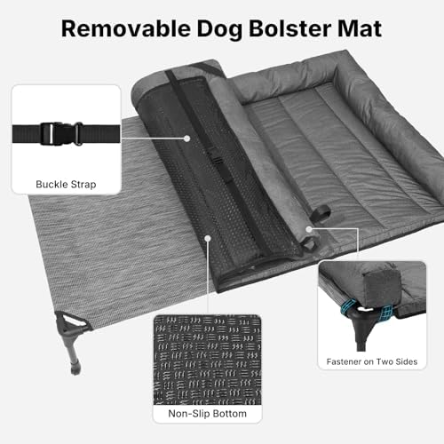 Veehoo Outdoor Elevated Dog Bed with Waterproof Bolster Cushion, Cooling