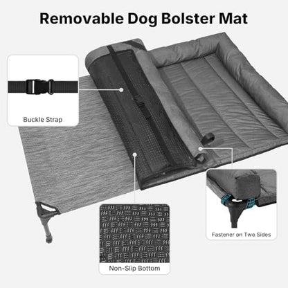 Veehoo Outdoor Elevated Dog Bed with Waterproof Bolster Cushion, Cooling