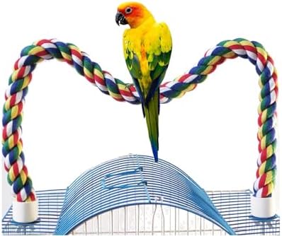 31.5-Inch × 0.8-Inch Diameter Nipple Style Bird Rope Perch, Bird cage Accessories, Rope perches for Conures,Parrots,Cockatiel,Lovebird,Budgerigar,Parakeet perches Birds Standing Pole