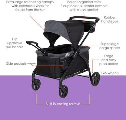 Baby Trend Expedition 2-in-1 Push or Pull Wagon with Canopy, Madrid Black