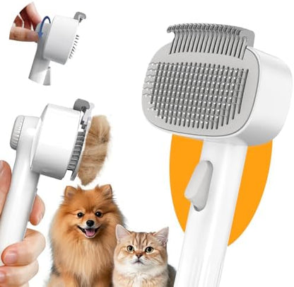 Dog & Cat Brush for Shedding, 2-in-1 Self Cleaning Deshedding Brush