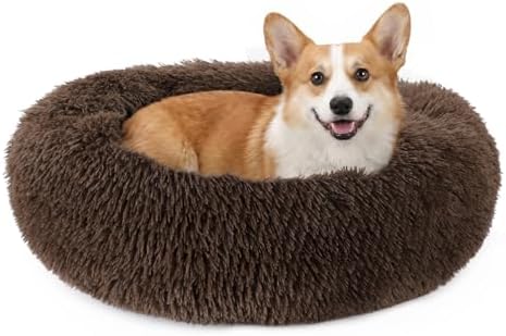 MIXJOY Orthopedic Dog Bed Comfortable Donut Cuddler Round Pet Beds Ultra Soft Washable Dog and Cat Cushion Bed (30'', Coffee)