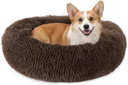 MIXJOY Orthopedic Dog Bed Comfortable Donut Cuddler Round Pet Beds Ultra Soft Washable Dog and Cat Cushion Bed (30'', Coffee)