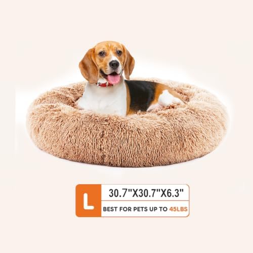 NEWBULIG 30.7x30.7 Inch Donut Dog Bed for Indoor Use, Large Sized Pet Sofa