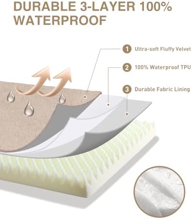 KSIIA Orthopedic Dog Bed for Medium Dogs with Waterproof Lining,Khaki,29x18