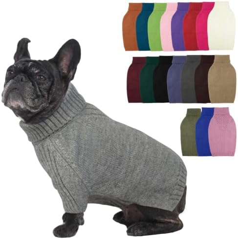 IECOii Small Dog Sweater, Warm Turtleneck for Small to Medium Dogs, L