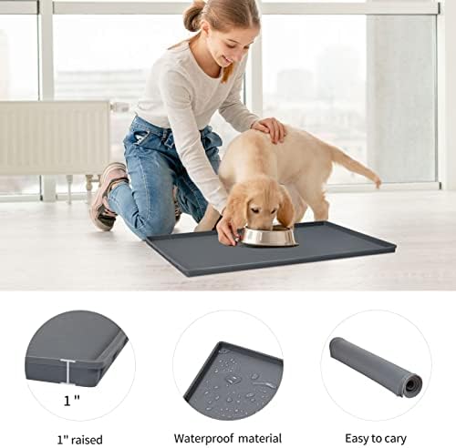 Silicone Dog Food Mat Waterproof Pet Feeding Tray for Large Dogs