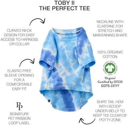 Pet Passion Toby II Dog T-Shirt, 3 Pack, Blue Tie Dye, Large