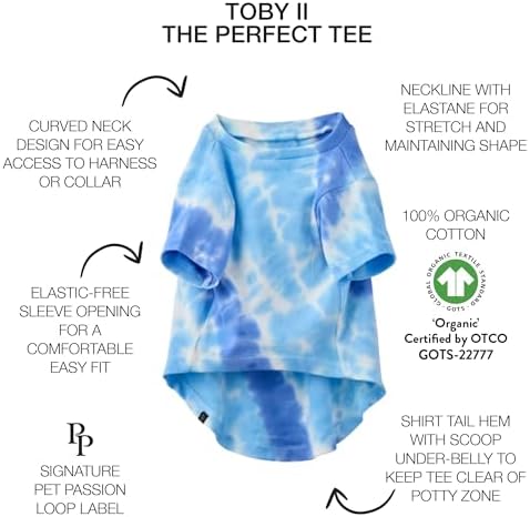 Pet Passion Toby II Dog T-Shirt, 3 Pack, Blue Tie Dye, Large