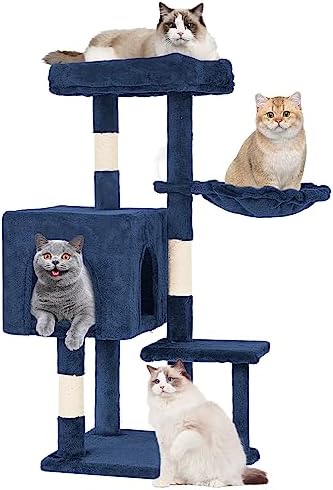 FDW 37.8" Cat Tree Tower | Navy Blue | Multi-Level Indoor Activity Center