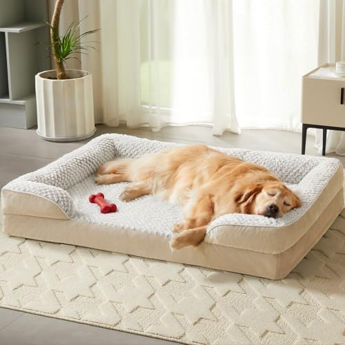 LEXTRO Orthopedic Dog Beds for Large Dogs, Comfy Washable Dog Couch Bed