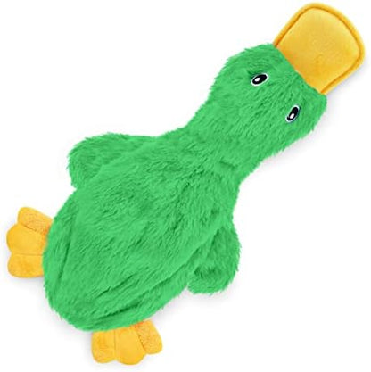 Best Pet Supplies Interactive Squeaky Dog Toy - Crinkle Duck, Green