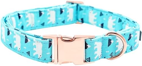 Dog Collar, Blue Bear Print Pet Collar Girl or Boy Dog Collars Summer Durable Adjustable Collar for Small Medium Large Dogs