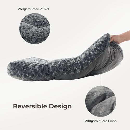Double-Sided Dog Bed Medium Size Dog, Washable Dog Crate Beds, Thick Supportive Pet Sleeping Mat, Reversible Dogs Pillow Weight Up to 35 lbs, 30x20, Dark Grey