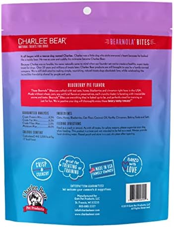 Charlee Bear Bearnola Bites Dog Treats, Blueberry Pie Flavor, 8oz (Pack of 2)