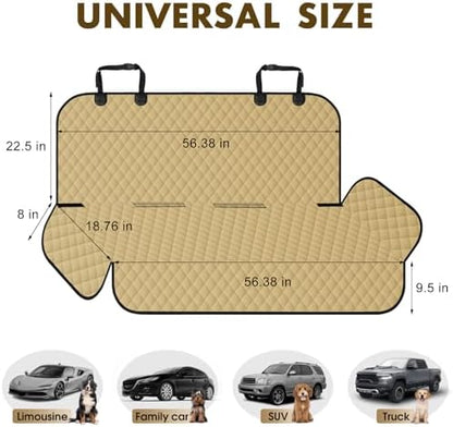 Waterproof Dog Backseat Cover for Cars, Non-Slip Pet Seat Protector, Khaki