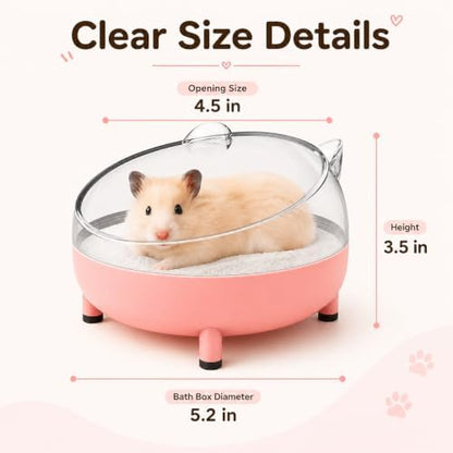 Meow&Woof Hamster Sand Bath Container, Large Sandbox Toilet Gerbil Batheoom, Tiny Chinchilla Dust Bathtub Sand Bath Box for Hamster Cage Accessories 5.2 Inch-Pink