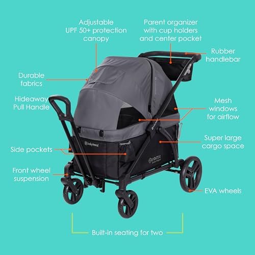 Baby Trend Navigator 2-in-1 Stroller Wagon, Dash Black