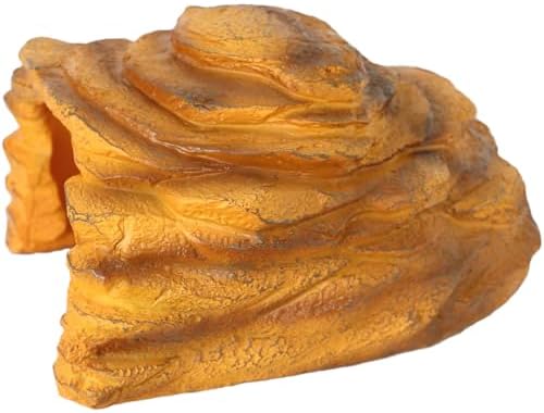 Resin Reptile Hideout,Large Rock Cave Habitat Decor for Reptile and Amphibians.Rock Basking Platform,Terrarium & Aquarium Decor for Bearded Dragons,Lizards,Snakes,Turtles,Gecko,Tortoises,Small Animals