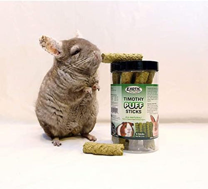 Timothy Puff Sticks - Healthy Natural Timothy Hay Chew Treat - High Protein, High Fiber - Guinea Pigs, Rabbits, Chinchillas, Prairie Dogs, Degus, Hamsters, Rats, Tortoises & Other Herbivores