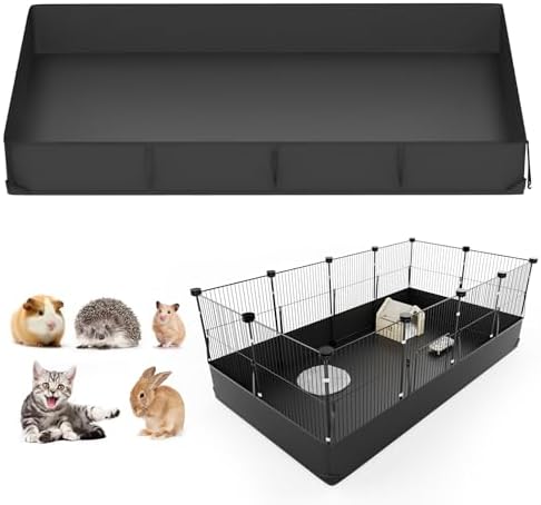 Tresbro Guinea Pig Cage Liner with One-Hand Release Hook & Thickened Corner, 48''L x 24''W Waterproof & Washable Mat (Without Cage) for C&C Grids Guinea Pig Hedgehog Bunny Habitat, Rabbit Cage Liner