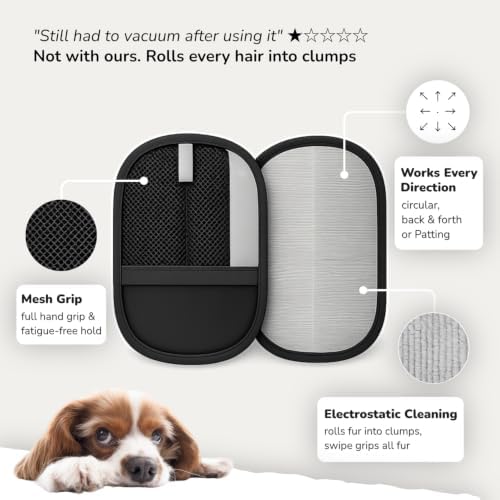 Pet Hair Remover — Upgraded 2 Sided Fur Remover Tool with Easy Grip, Reusable Electrostatic Pet Hair Remover Glove, Effortless Cleaning for Couch, Carpet, Car Seat & Furniture