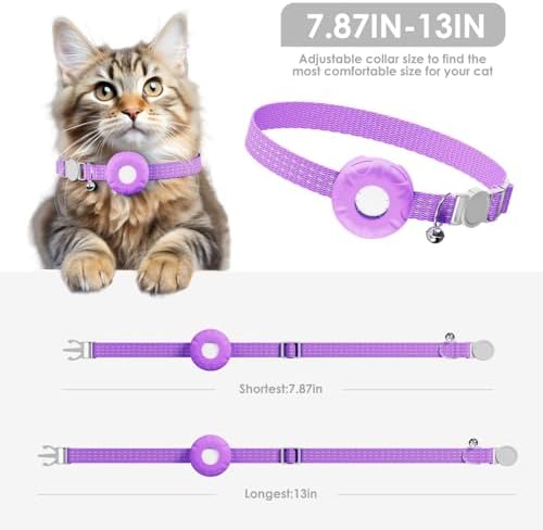 GPS Tracker, Bluetooth Mini GPS Dog Tracker, Cats Tracker Including Cat Collars, No Monthly Fee Cat GPS Tracker, Work with Find My APP (Only iOS), Finder Tag for Pets, Items etc, Purple