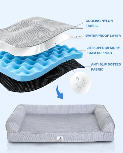 Cooling Dog Bed Orthopedic Extra Large Dogs Egg Crate Foam＆Instant Chill