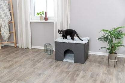 Trixie Harvey Cave - Cat Bed - Soft and Durable Cube House - Foldable Hideaway - Pet Condo for Indoor Cats and Small Dogs