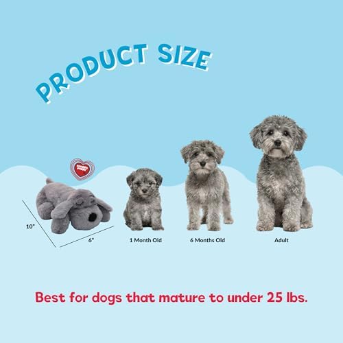 Snuggle Puppy Junior Heartbeat Toy, Calming Comfort, Small Breeds - Gray