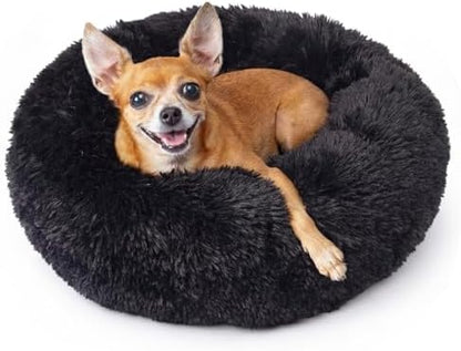 nononfish Puppy Beds for Small Dogs Washable 19" Black Calming and Anxiety Pet Beds Fluffy and Plush Durable Small Dog Bed
