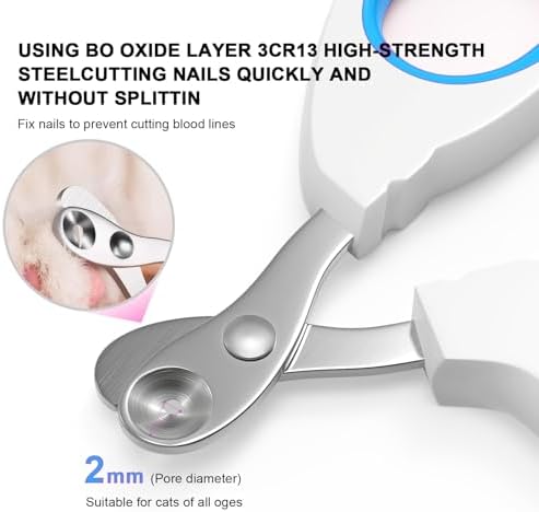 Aogeili Cat Nail Clippers - Stainless Steel, Non-Slip, Safe for Small Pets