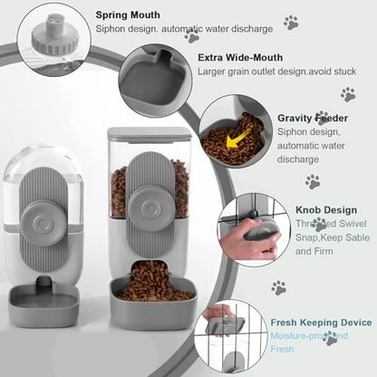 Lemtrflo Rabbit Feeder, Bunny Water Bottle Dispenser, Pet Cage Food Bowl