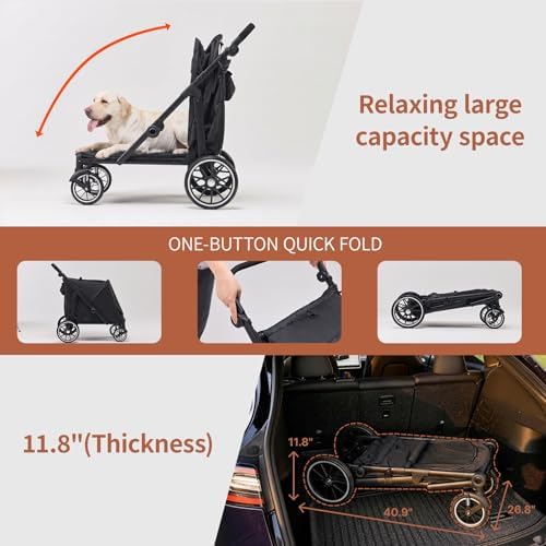 Dog Stroller for Large Dogs (Black, Large Pet Stroller)