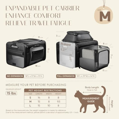 Top-Side Expandable Pet Carrier, Treat Window,18x11x11 Airline Approved