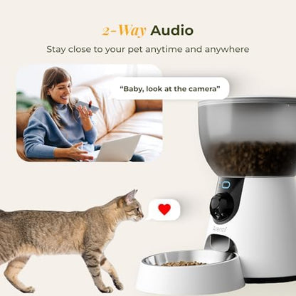 ARENTI Automatic Cat Feeder with Camera, 4L Auto Cat Food Dispenser for Cats, Smart WiFi Pet Feeder with App, 2K HD Two-Way Audio Meal Call, Dual Power, Color Night Vision, 2.4GHz/5GHz & Bluetooth