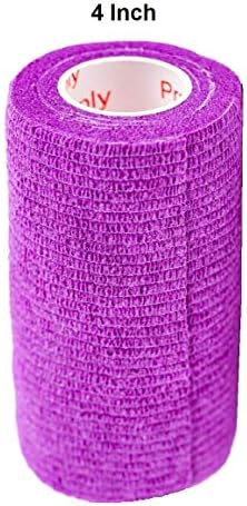 2 Pack Premium Vet Wrap - Self Adhesive Bandage Wrap & Athletic Tape - 4" x 5 Yards Elastic & Self-Sticking Cohesive Bandage for Pets, Sports, Wrists & Ankles - Purple by Prairie Horse Supply