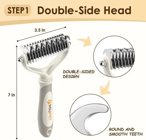 Professional Deshedding Dog Brush Grooming Kits, for Long-Haired Dogs and Cats - Dog Deshedding Brush and Slicker Brush Set 3 in 1 Gift Box for Long Hair Pets like Golden Retriever