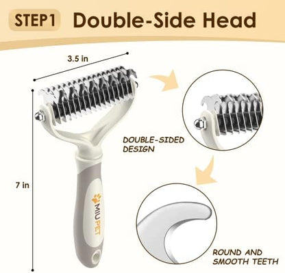 Professional Deshedding Dog Brush Grooming Kits, for Long-Haired Dogs and Cats - Dog Deshedding Brush and Slicker Brush Set 3 in 1 Gift Box for Long Hair Pets like Golden Retriever