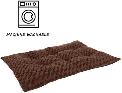 Dog Bed – 42x26 Large Pet Pillow and Crate Pad with Faux Fur Sleep Surface and Non-Slip Bottom – Machine Washable Dog Bed by PETMAKER (Brown)