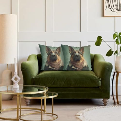 InkRain Winter Animal Cute German-Shorthaired-Pointer Pillow Cover 28x28 Inch Set of 2 Home Decor Decorative Cotton Linen Illustration Pillowcases for Living Room House Sofa