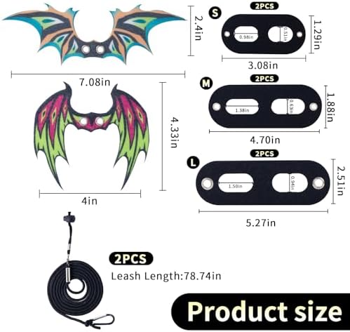 COMSUN 2 Pack Bearded Dragon Lizard Harness Leash Set with Dinosaur Wings