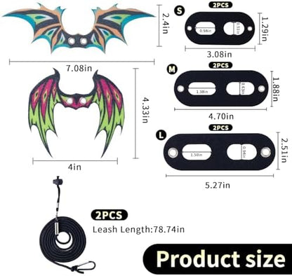 COMSUN 2 Pack Bearded Dragon Lizard Harness Leash Set with Dinosaur Wings
