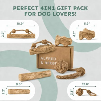 Natural Coffee Wood Slow Chew Dog Toys, 4 Pack, L-XL