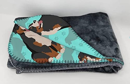Caroline's Treasures MLM1001TBLT Bernese Mountain Dog Soft Travel Blanket with Bag Airplane Blanket, Indoor Outdoor Camping Blanket for Traveling, Picnics, Beach Trips, Concerts