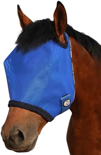 Harrison Howard All Round Mesh Horse Fly Mask UV Protective with Fleece Padded Edging Signature Blue XL