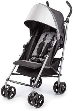 3Dlite ST Convenience Stroller, Black & Gray - Lightweight Stroller with Steel Frame, Large Seat Area, Multi-Position Recline, Large Storage Basket - Infant Stroller for Travel and More