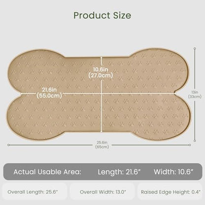PWTAA Dog Food Mat Anti-Slip Silicone Dog Bowl Mat Thicker Pet Placemat Waterproof Cat Feeder Pad with Raised Edge Puppy Kitten Feeding Mats Suitable Small Medium-Sized Dogs Cats Eating Tray