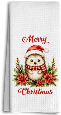 Merry Christmas Hedgehog Kitchen Dish Towels Dishcloth 16x24 Inches
