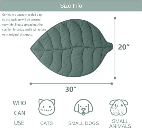 30 X 20 Inch Leaf Shaped Cotton Cat Bed Pad + 3 PCS Cotton Rope Cat Toys for Indoor Cats
